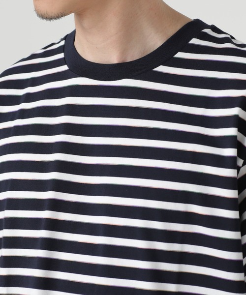 NANO universe（ナノユニバース）の「LB.04/レインボーボーダーTシャツ 半袖（Tシャツ/カットソー・メンズ・ブラック/ホワイト/ネイビー・XL/L/M）」の5枚目の写真