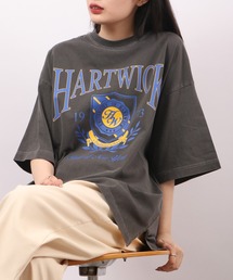 spiritoso ピグメントHARTWICK カレッジロゴ半袖Tシャツ