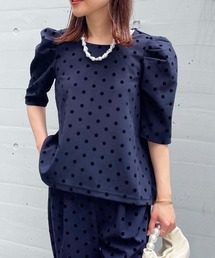 【セットアップ可能】フロッキードットタック袖プルオーバー