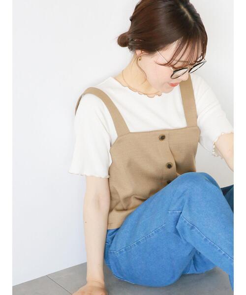 ehka sopo（エヘカソポ）の「ビスチェ(セットアップ可)（ベスト・レディース・ベージュ/ライトベージュ/ブラック・F）」の2枚目の写真