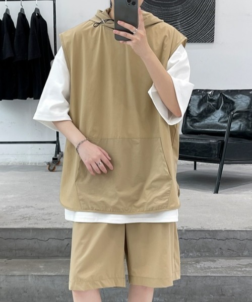 MGV（エムジーヴィー）の「フード付きベストセットアップ（セットアップ・メンズ・ベージュ/ブラック/グレー・MEDIUM/LARGE/X-LARGE）」の15枚目の写真