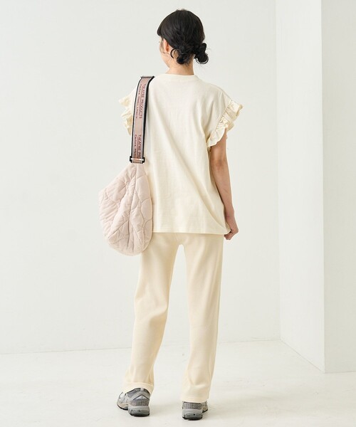 FREAK'S STORE（フリークスストア）の「フリルノースリーブロゴTシャツ（Tシャツ/カットソー・レディース・レッド/オフホワイト/チャコールグレー・ﾌﾘ-）」の4枚目の写真