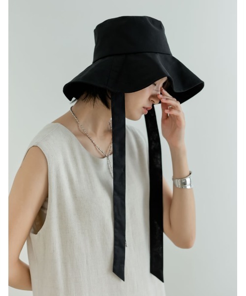 Re:EDIT（リエディ）の「[2WAY]リネンライクベルト付きバケットハット（ハット・レディース・ブラック/キャメル/アイボリー・FREE）」の3枚目の写真