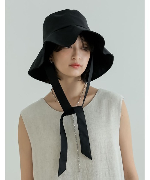 Re:EDIT（リエディ）の「[2WAY]リネンライクベルト付きバケットハット（ハット・レディース・ブラック/キャメル/アイボリー・FREE）」の6枚目の写真