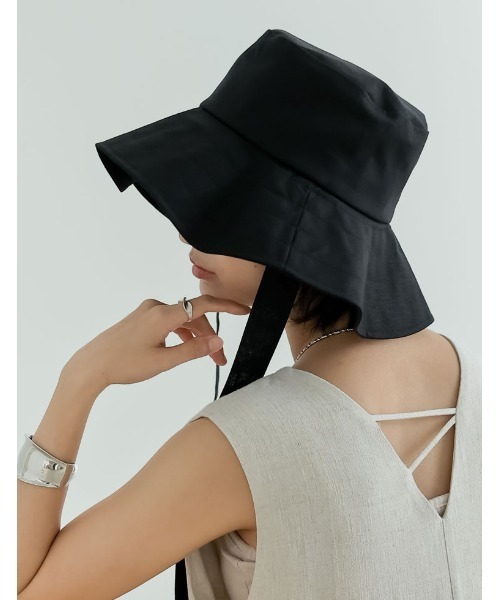 Re:EDIT（リエディ）の「[2WAY]リネンライクベルト付きバケットハット（ハット・レディース・ブラック/キャメル/アイボリー・FREE）」の10枚目の写真