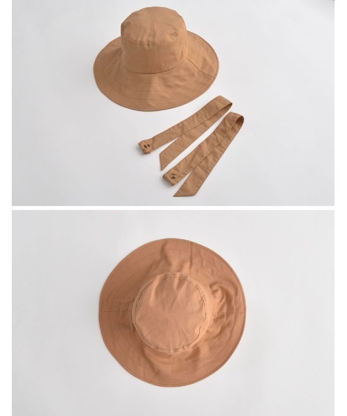 Re:EDIT（リエディ）の「[2WAY]リネンライクベルト付きバケットハット（ハット・レディース・ブラック/キャメル/アイボリー・FREE）」の5枚目の写真