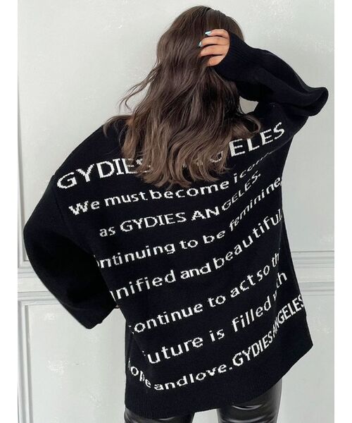 DC GYDA ロゴプリント セーター 黒 ジェイダ GYDA GDロゴLOOSEモチーフニット トップス （BLK