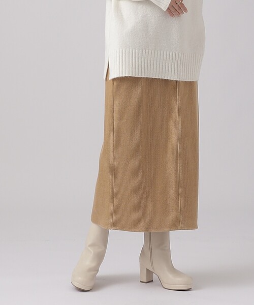 SHOO・LA・RUE（シューラルー）の「◆大人世代の コーデュロイ ナロースカート（スカート・レディース・チャコールグレー/アイボリー/キャメル・02/03/04）」の4枚目の写真