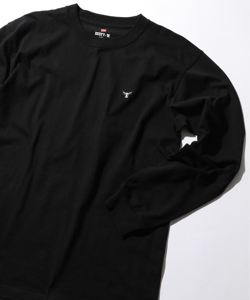 HANES(ヘインズ)の「【Hanes】BEEFY LONG SLEEVE T-SHIRT ワンポイントロゴ刺繍(Tシャツ/カットソー・メンズ・グレー/ブラック/ホワイト・L/M/XL)」の10枚目の写真
