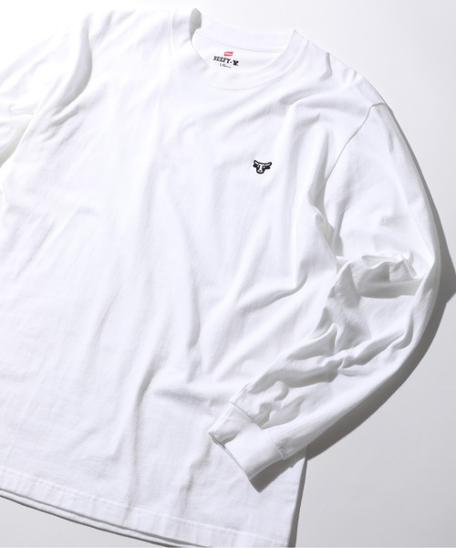 HANES(ヘインズ)の「【Hanes】BEEFY LONG SLEEVE T-SHIRT ワンポイントロゴ刺繍(Tシャツ/カットソー・メンズ・グレー/ブラック/ホワイト・L/M/XL)」の21枚目の写真