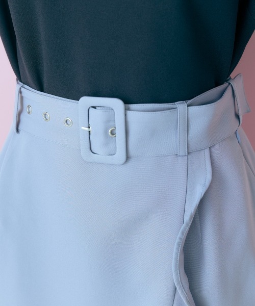 marun（マルン）の「＜大きいサイズ＞　ベルト付きフリルデザインスカート marun（スカート・レディース・ブラウン/サックスブルー・4L/5L/L/3L/LL）」の12枚目の写真