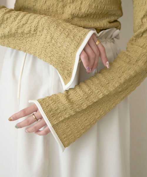 Ambre Neige(アンブルネージュ)の「ポコポコ配色トップス/【WEB/EC限定商品】(Tシャツ/カットソー・レディース・アイボリー/ライトグリーン/ブラック・FREE)」の13枚目の写真