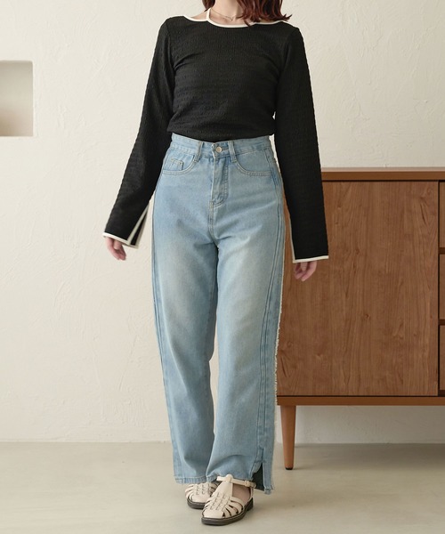 Ambre Neige(アンブルネージュ)の「ポコポコ配色トップス/【WEB/EC限定商品】(Tシャツ/カットソー・レディース・アイボリー/ライトグリーン/ブラック・FREE)」の19枚目の写真