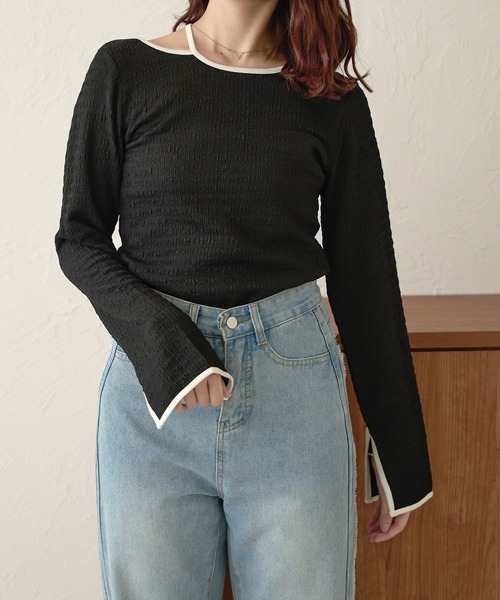 Ambre Neige(アンブルネージュ)の「ポコポコ配色トップス/【WEB/EC限定商品】(Tシャツ/カットソー・レディース・アイボリー/ライトグリーン/ブラック・FREE)」の15枚目の写真