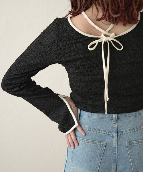 Ambre Neige(アンブルネージュ)の「ポコポコ配色トップス/【WEB/EC限定商品】(Tシャツ/カットソー・レディース・アイボリー/ライトグリーン/ブラック・FREE)」の17枚目の写真