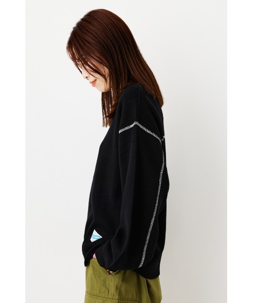 RODEO CROWNS WIDE BOWL（ロデオクラウンズワイドボウル）の「スウェットライクニットステッチトップス（ニット/セーター・レディース・ブルー/ブラック/グレー×ホワイト/オレンジ・FREE）」の6枚目の写真