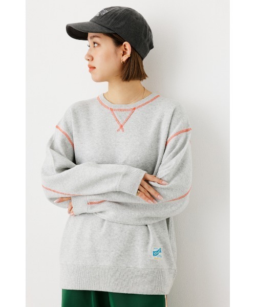 RODEO CROWNS WIDE BOWL（ロデオクラウンズワイドボウル）の「スウェットライクニットステッチトップス（ニット/セーター・レディース・ブルー/ブラック/グレー×ホワイト/オレンジ・FREE）」の19枚目の写真