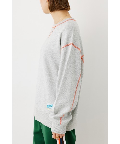 RODEO CROWNS WIDE BOWL（ロデオクラウンズワイドボウル）の「スウェットライクニットステッチトップス（ニット/セーター・レディース・ブルー/ブラック/グレー×ホワイト/オレンジ・FREE）」の20枚目の写真