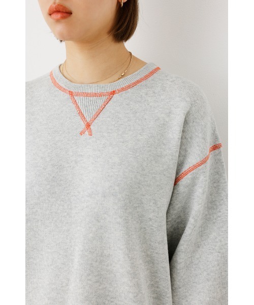 RODEO CROWNS WIDE BOWL（ロデオクラウンズワイドボウル）の「スウェットライクニットステッチトップス（ニット/セーター・レディース・ブルー/ブラック/グレー×ホワイト/オレンジ・FREE）」の22枚目の写真