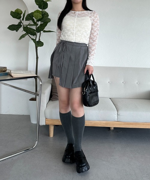 apres jour mignon（アプレジュールミニョン）の「【apres jour mignon】プリーツラップスカパン【ZOZOTOWN限定アイテム】（スカート・レディース・グリーン系その他/ネイビー/ブラック/チャコールグレー/グレー/グレー系その他・MEDIUM/X-LARGE/SMALL）」の22枚目の写真