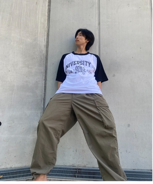 tolene(トレネ)の「RAW ラグランプリントTee(Tシャツ/カットソー・メンズ・ブラック/カーキ/ブルー・MEDIUM/X-LARGE/LARGE)」の7枚目の写真