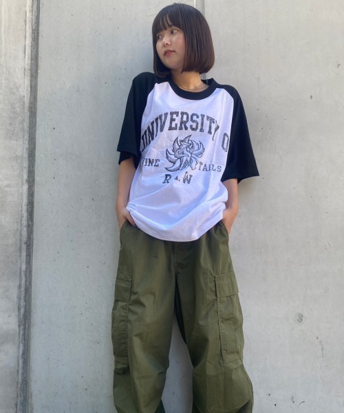 tolene(トレネ)の「RAW ラグランプリントTee(Tシャツ/カットソー・メンズ・ブラック/カーキ/ブルー・MEDIUM/X-LARGE/LARGE)」の5枚目の写真