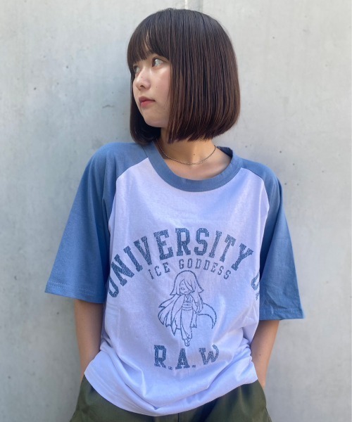 tolene(トレネ)の「RAW ラグランプリントTee(Tシャツ/カットソー・メンズ・ブラック/カーキ/ブルー・MEDIUM/X-LARGE/LARGE)」の12枚目の写真