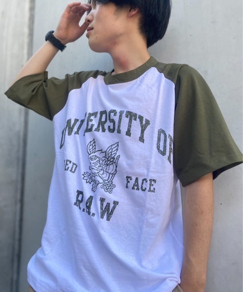 tolene(トレネ)の「RAW ラグランプリントTee(Tシャツ/カットソー・メンズ・ブラック/カーキ/ブルー・MEDIUM/X-LARGE/LARGE)」の11枚目の写真
