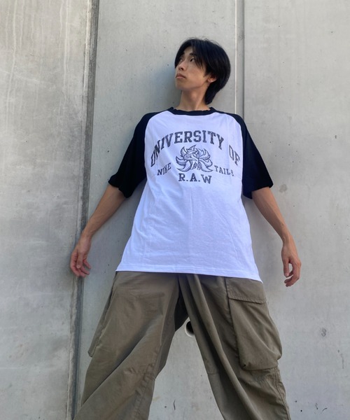 tolene(トレネ)の「RAW ラグランプリントTee(Tシャツ/カットソー・メンズ・ブラック/カーキ/ブルー・MEDIUM/X-LARGE/LARGE)」の17枚目の写真