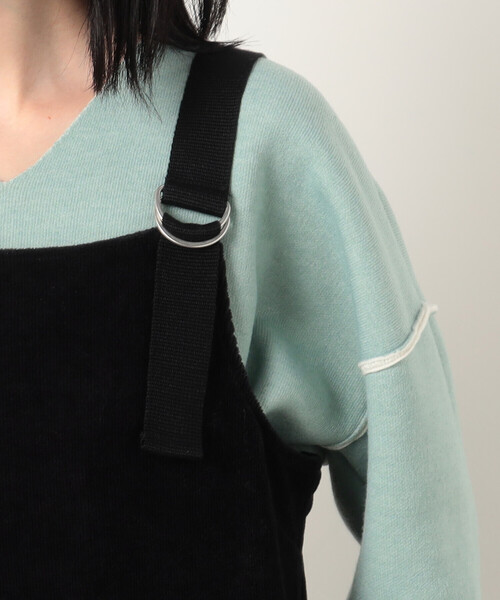 ONIGIRI（オニギリ）の「コーデュロイ サロペット（サロペット/オーバーオール・レディース・ベージュ系/ネイビー系・FREE）」の8枚目の写真