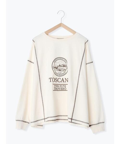 Samansa Mos2（サマンサ モスモス）の「アウトステッチロゴTシャツ（Tシャツ/カットソー・レディース・オフホワイト/チャコールグレー/シルバーグレー・F）」の18枚目の写真