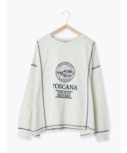 Samansa Mos2（サマンサ モスモス）の「アウトステッチロゴTシャツ（Tシャツ/カットソー・レディース・オフホワイト/チャコールグレー/シルバーグレー・F）」の19枚目の写真