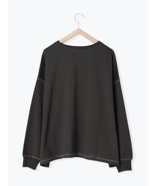 Samansa Mos2（サマンサ モスモス）の「アウトステッチロゴTシャツ（Tシャツ/カットソー・レディース・オフホワイト/チャコールグレー/シルバーグレー・F）」の21枚目の写真