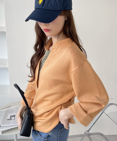 Eclat one(エクラワン)の「<1着で大人コーデ完成♪>ストレッチポンチフェイクレイヤードトップス(Tシャツ/カットソー・レディース・オレンジ/ブラウン/ブラック/オフホワイト・FREE)」の19枚目の写真
