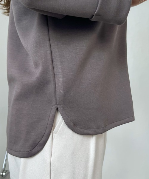 Eclat one(エクラワン)の「<1着で大人コーデ完成♪>ストレッチポンチフェイクレイヤードトップス(Tシャツ/カットソー・レディース・オレンジ/ブラウン/ブラック/オフホワイト・FREE)」の11枚目の写真