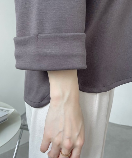 Eclat one(エクラワン)の「<1着で大人コーデ完成♪>ストレッチポンチフェイクレイヤードトップス(Tシャツ/カットソー・レディース・オレンジ/ブラウン/ブラック/オフホワイト・FREE)」の12枚目の写真