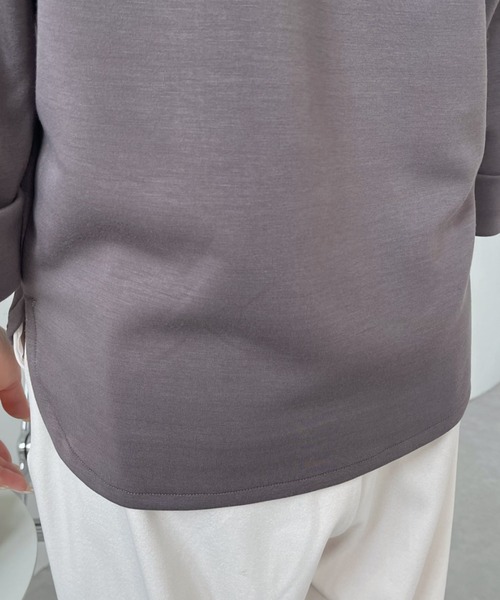Eclat one(エクラワン)の「<1着で大人コーデ完成♪>ストレッチポンチフェイクレイヤードトップス(Tシャツ/カットソー・レディース・オレンジ/ブラウン/ブラック/オフホワイト・FREE)」の14枚目の写真