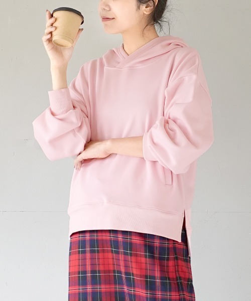zootie(ズーティー)の「【一度着たらハマる、新感覚裏シャギー】さらふわ心地 裏シャギー スリットフーディー(パーカー・レディース・ライトピンク/レモンイエロー/グレー/ブラック/アイボリー・M)」の5枚目の写真