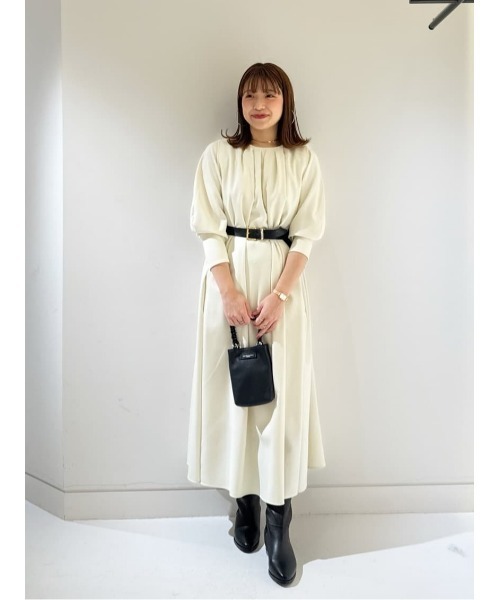 LOULOU WILLOUGHBYウールチノタックワンピースロングビアズリー