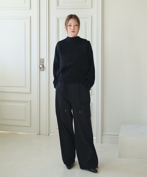 UNE MANSION(ユヌマンション)の「ハーフタートルネックリブニットキャミソール&オフショルダーニットボレロSET(セットアップ・レディース・ベージュ/アイボリー/ブラック/カーキ・FREE)」の22枚目の写真