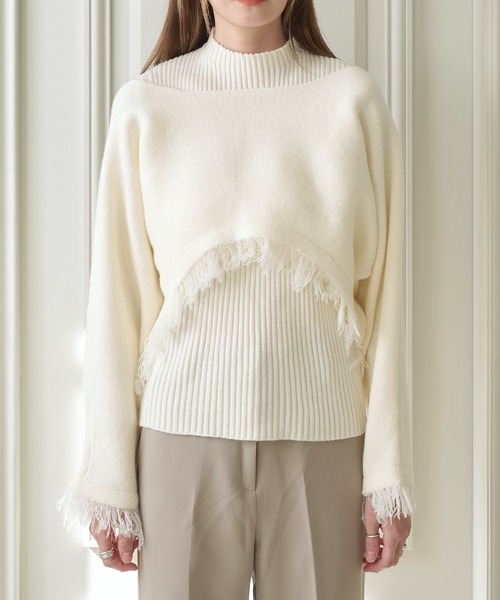 UNE MANSION(ユヌマンション)の「ハーフタートルネックリブニットキャミソール&オフショルダーニットボレロSET(セットアップ・レディース・ベージュ/アイボリー/ブラック/カーキ・FREE)」の10枚目の写真