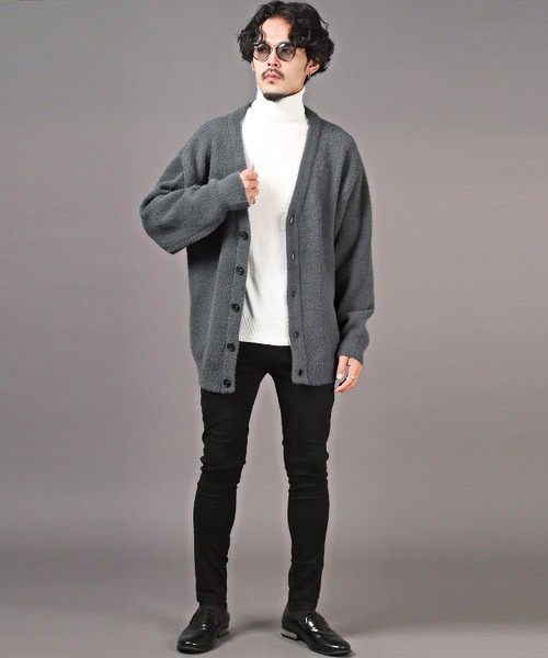 LUXSTYLE(ラグスタイル)の「フェザーヤーンカーディガン(カーディガン/ボレロ・メンズ・チャコール/ブラック/グレー・L/M)」の14枚目の写真