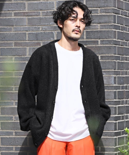 LUXSTYLE(ラグスタイル)の「フェザーヤーンカーディガン(カーディガン/ボレロ・メンズ・チャコール/ブラック/グレー・L/M)」の4枚目の写真