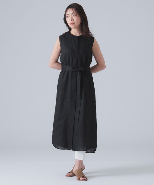 M・fil × EFFE BEAMS / リネン ノースリーブ ロング ワンピース 