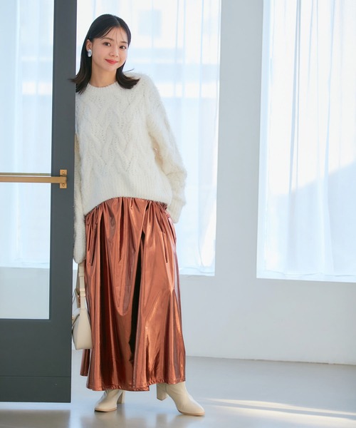 VIS（ビス）の「モールファーケーブルニット（ニット/セーター・レディース・ピンク系その他2/ブルー系その他4/キナリ・FREE）」の7枚目の写真