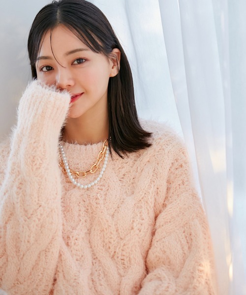 VIS（ビス）の「モールファーケーブルニット（ニット/セーター・レディース・ピンク系その他2/ブルー系その他4/キナリ・FREE）」の11枚目の写真