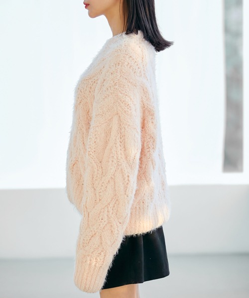 VIS（ビス）の「モールファーケーブルニット（ニット/セーター・レディース・ピンク系その他2/ブルー系その他4/キナリ・FREE）」の13枚目の写真