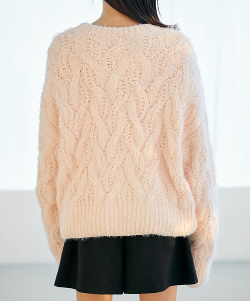 VIS（ビス）の「モールファーケーブルニット（ニット/セーター・レディース・ピンク系その他2/ブルー系その他4/キナリ・FREE）」の14枚目の写真