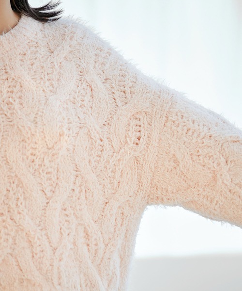 VIS（ビス）の「モールファーケーブルニット（ニット/セーター・レディース・ピンク系その他2/ブルー系その他4/キナリ・FREE）」の16枚目の写真