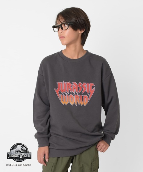 GLAZOS(グラソス)の「【大人向けサイズあり】【ジュラシック・ワールド】ヴィンテージ加工アソート裏毛クルーネックトレーナー(スウェット・キッズ・チャコールグレー/グレー・140cm/150cm/160cm/170cm)」の2枚目の写真
